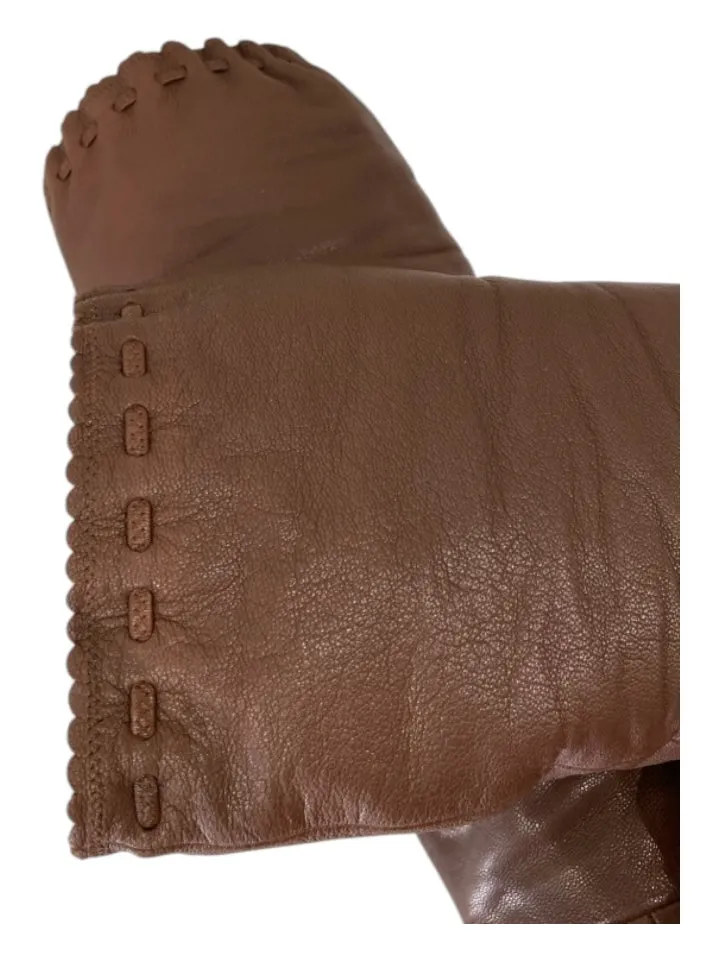 See By Chloe Shoe Size 37 Brown Leather Almond Toe Stacked Block Heel Boots