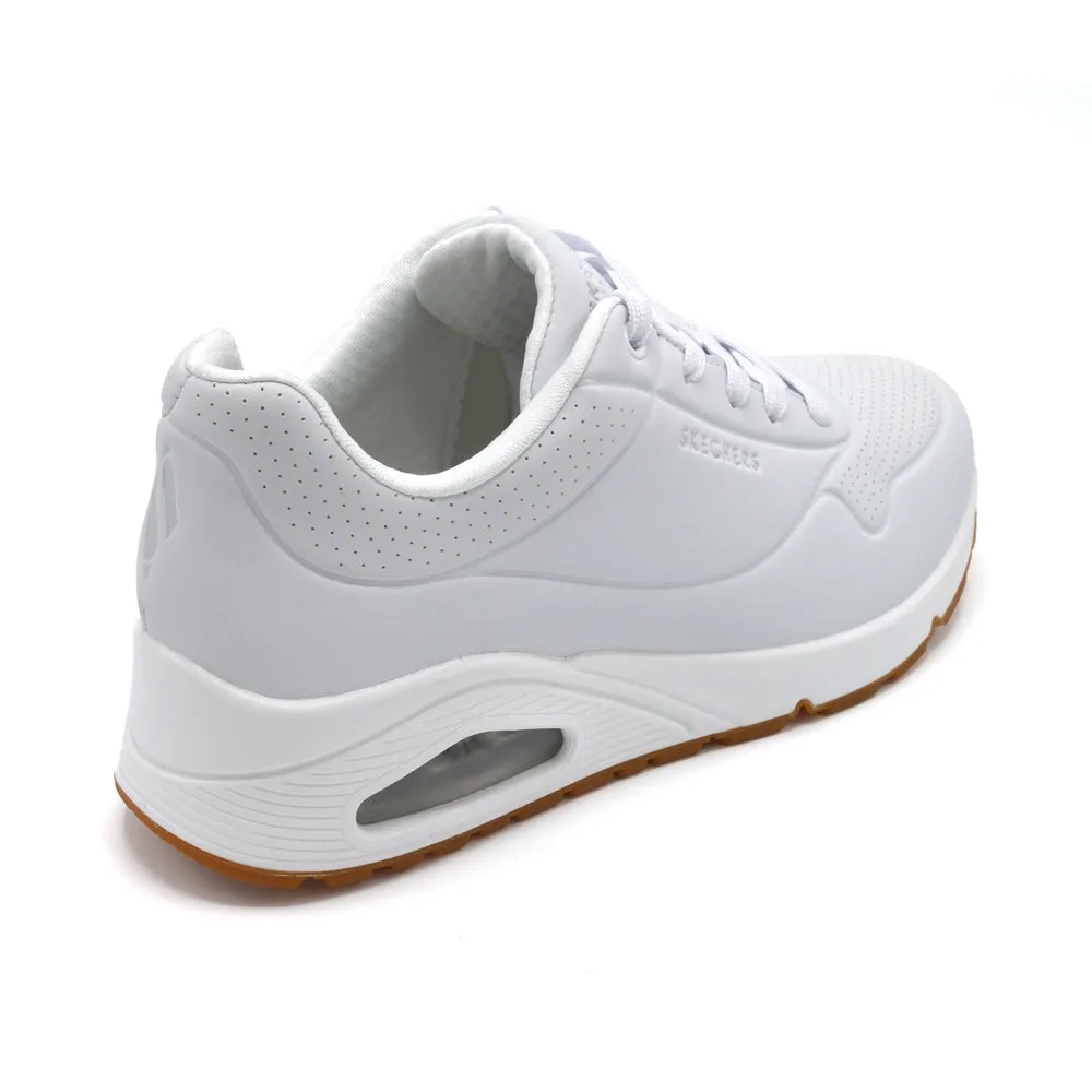 Skechers Uno Stand On Air - Ladies Wide Fit Summer Tennis/Trainer - 2E Fitting - White