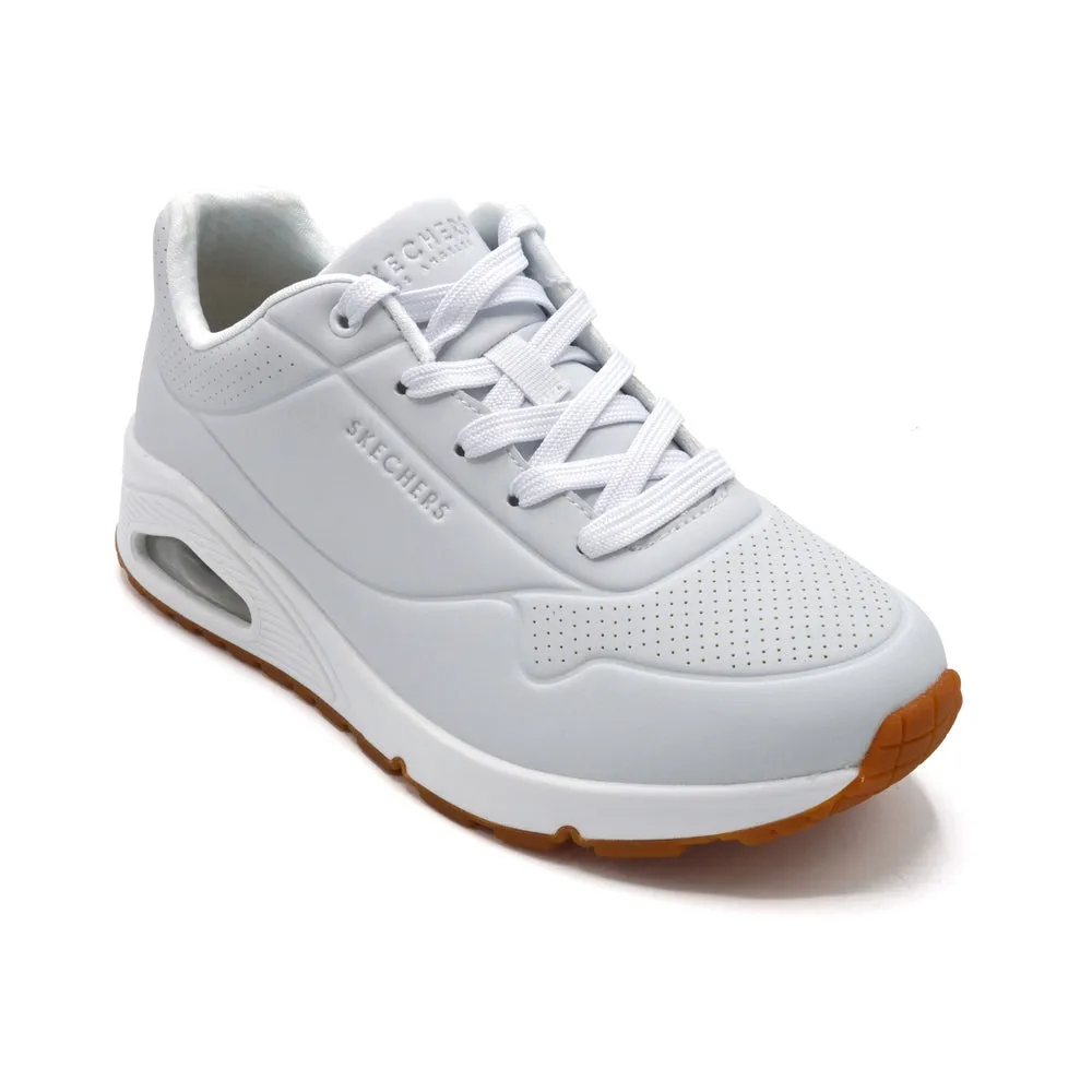 Skechers Uno Stand On Air - Ladies Wide Fit Summer Tennis/Trainer - 2E Fitting - White
