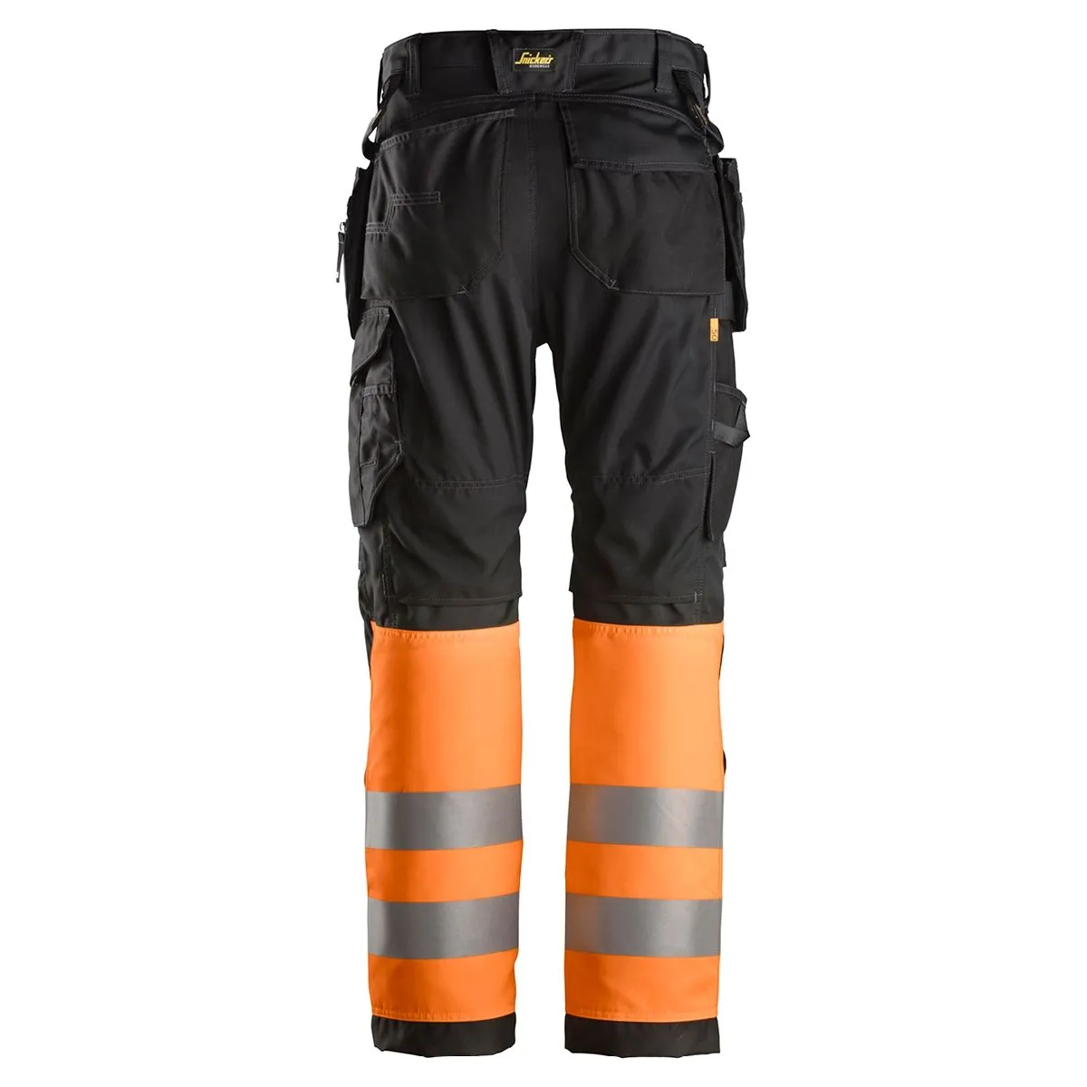 Snickers&#x20;6233&#x20;AllroundWork,&#x20;High-Vis&#x20;Work&#x20;Trousers&#x2B;&#x20;Holster&#x20;Pockets,&#x20;Class&#x20;1&#x20;-&#x20;Black&#x2F;Orange