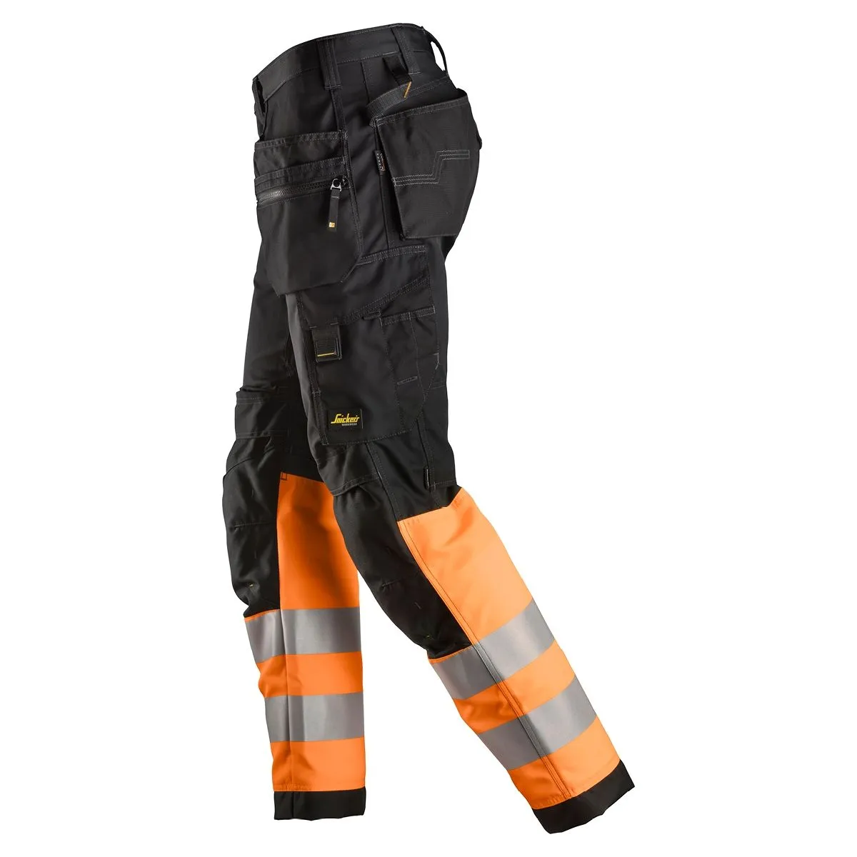 Snickers&#x20;6233&#x20;AllroundWork,&#x20;High-Vis&#x20;Work&#x20;Trousers&#x2B;&#x20;Holster&#x20;Pockets,&#x20;Class&#x20;1&#x20;-&#x20;Black&#x2F;Orange