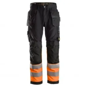 Snickers&#x20;6233&#x20;AllroundWork,&#x20;High-Vis&#x20;Work&#x20;Trousers&#x2B;&#x20;Holster&#x20;Pockets,&#x20;Class&#x20;1&#x20;-&#x20;Black&#x2F;Orange