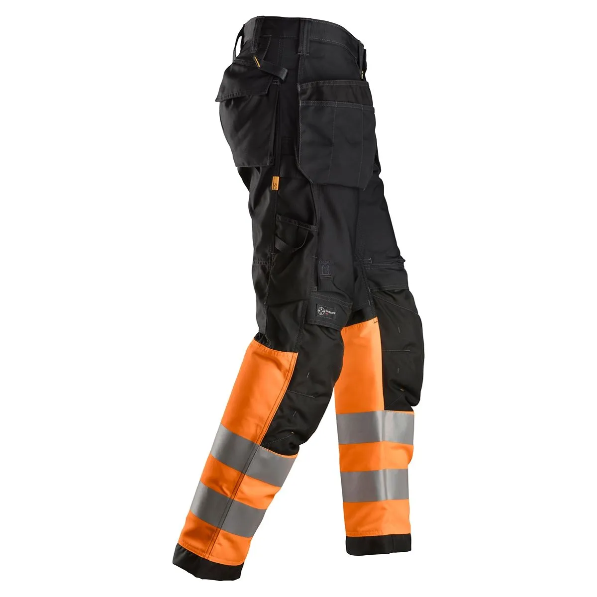 Snickers&#x20;6233&#x20;AllroundWork,&#x20;High-Vis&#x20;Work&#x20;Trousers&#x2B;&#x20;Holster&#x20;Pockets,&#x20;Class&#x20;1&#x20;-&#x20;Black&#x2F;Orange