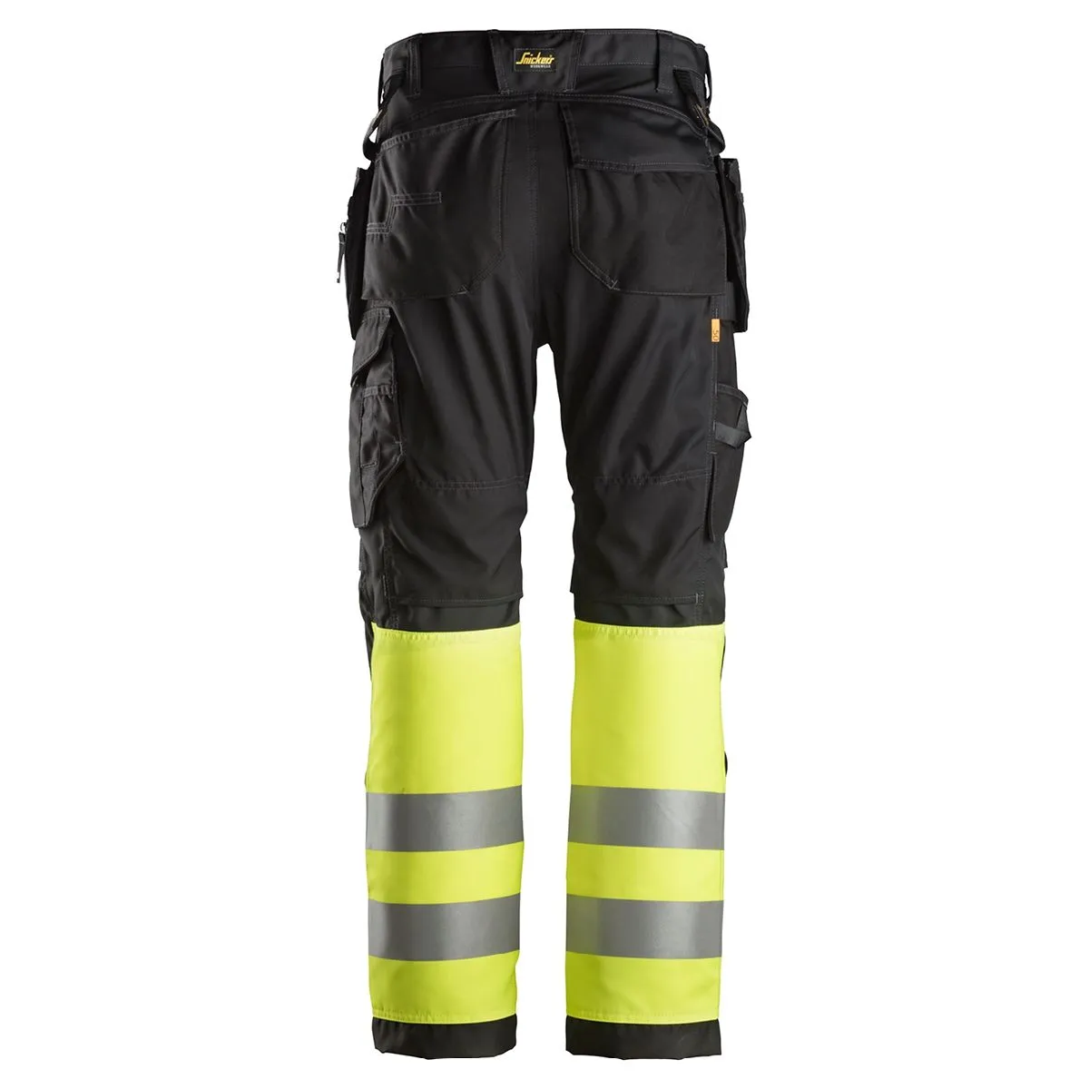 Snickers&#x20;6233&#x20;AllroundWork,&#x20;High-Vis&#x20;Work&#x20;Trousers&#x2B;&#x20;Holster&#x20;Pockets,&#x20;Class&#x20;1&#x20;Black&#x2F;Yellow