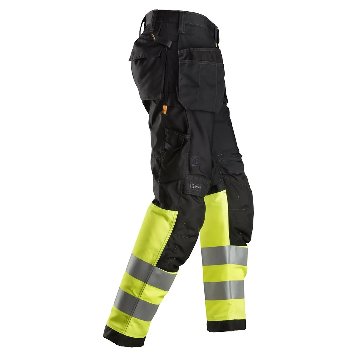 Snickers&#x20;6233&#x20;AllroundWork,&#x20;High-Vis&#x20;Work&#x20;Trousers&#x2B;&#x20;Holster&#x20;Pockets,&#x20;Class&#x20;1&#x20;Black&#x2F;Yellow