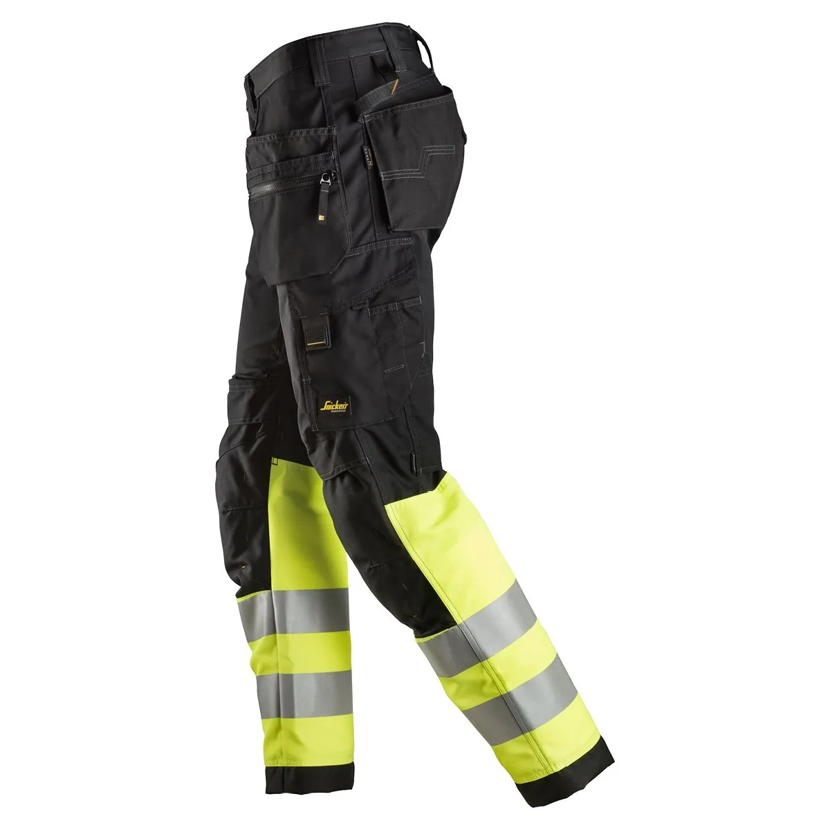 Snickers&#x20;6233&#x20;AllroundWork,&#x20;High-Vis&#x20;Work&#x20;Trousers&#x2B;&#x20;Holster&#x20;Pockets,&#x20;Class&#x20;1&#x20;Black&#x2F;Yellow