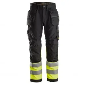 Snickers&#x20;6233&#x20;AllroundWork,&#x20;High-Vis&#x20;Work&#x20;Trousers&#x2B;&#x20;Holster&#x20;Pockets,&#x20;Class&#x20;1&#x20;Black&#x2F;Yellow