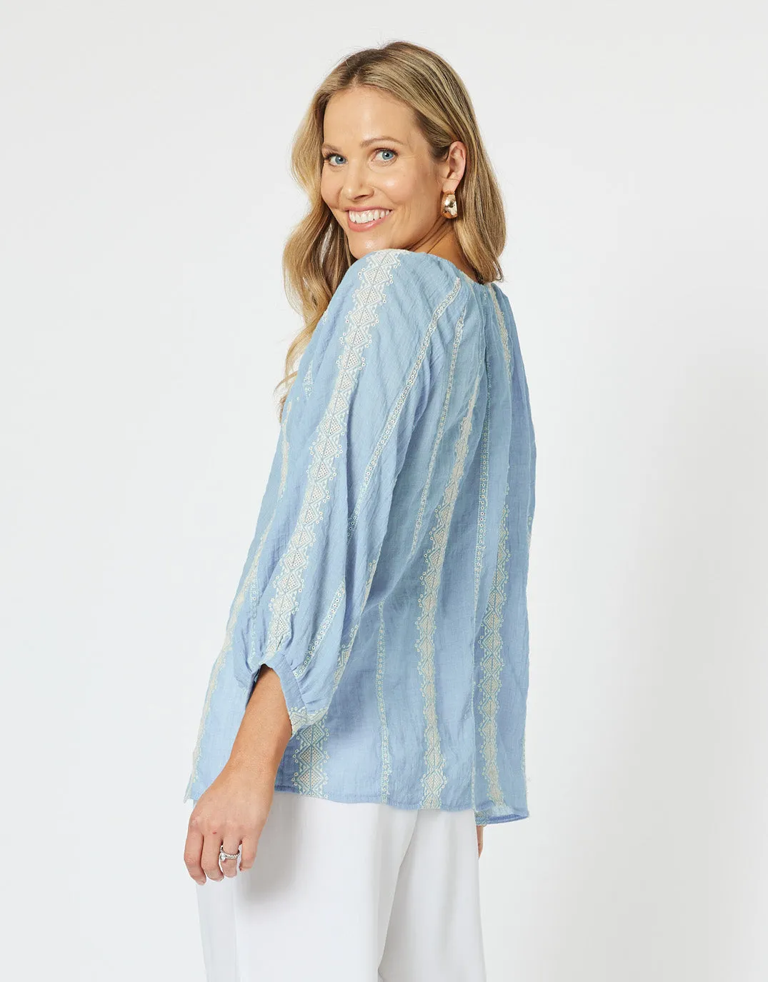 Sorrento Embellished Top - Blue
