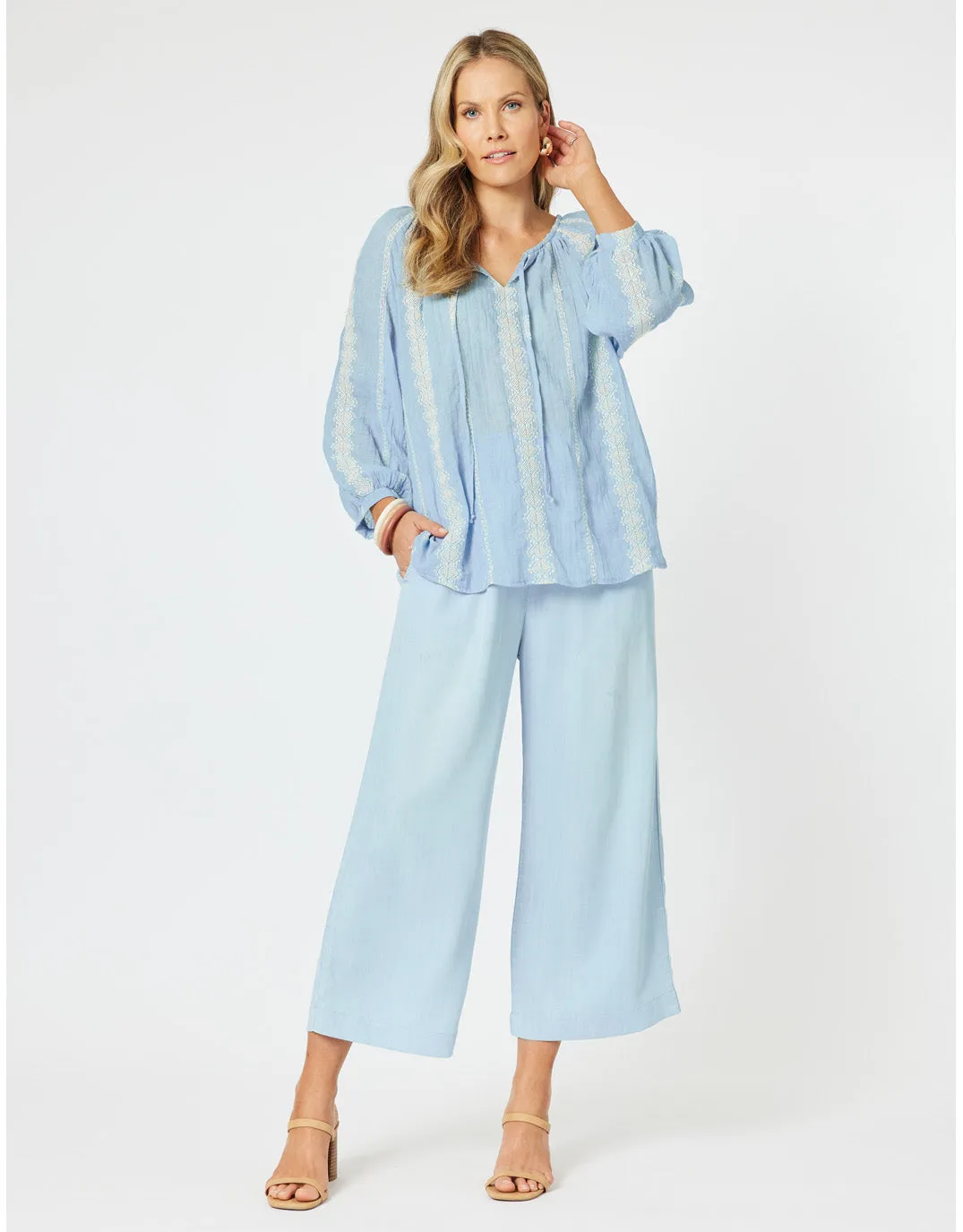 Sorrento Embellished Top - Blue