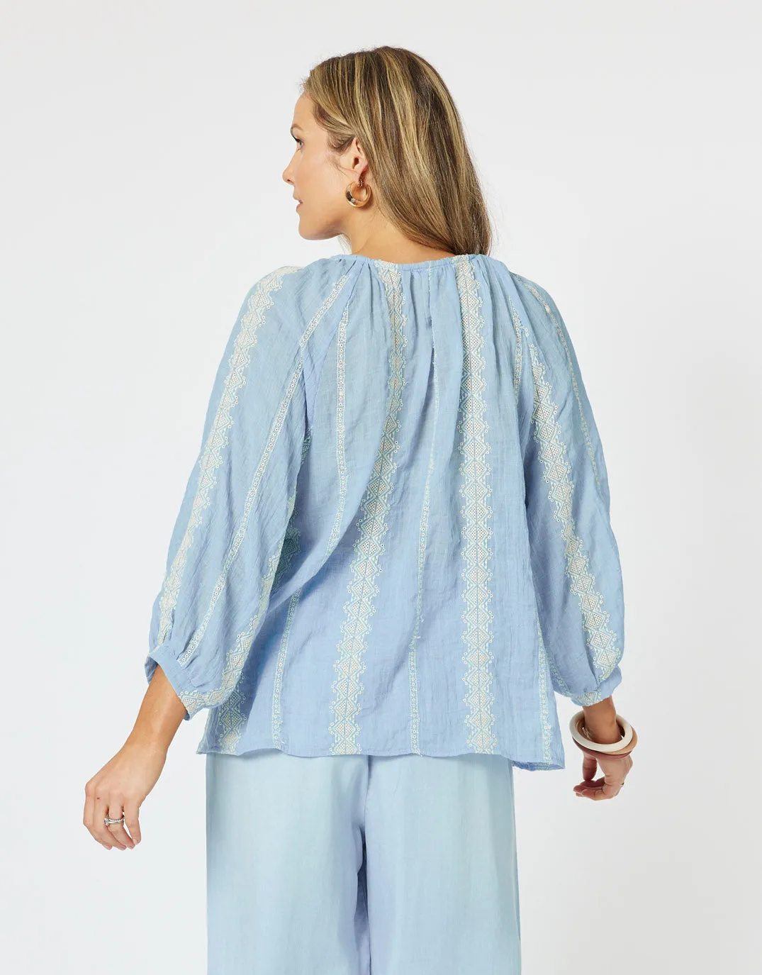 Sorrento Embellished Top - Blue