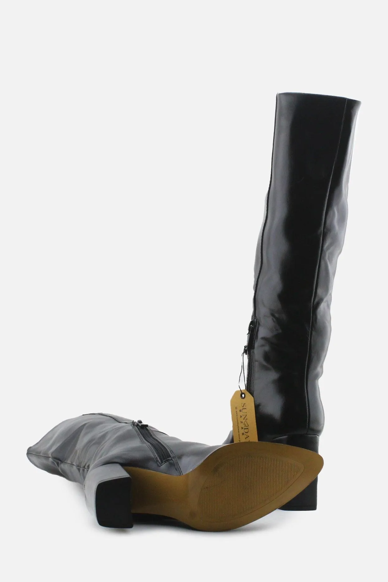 Stradivarius Zipper Block Knee High Boots | 100% Authentic Leather