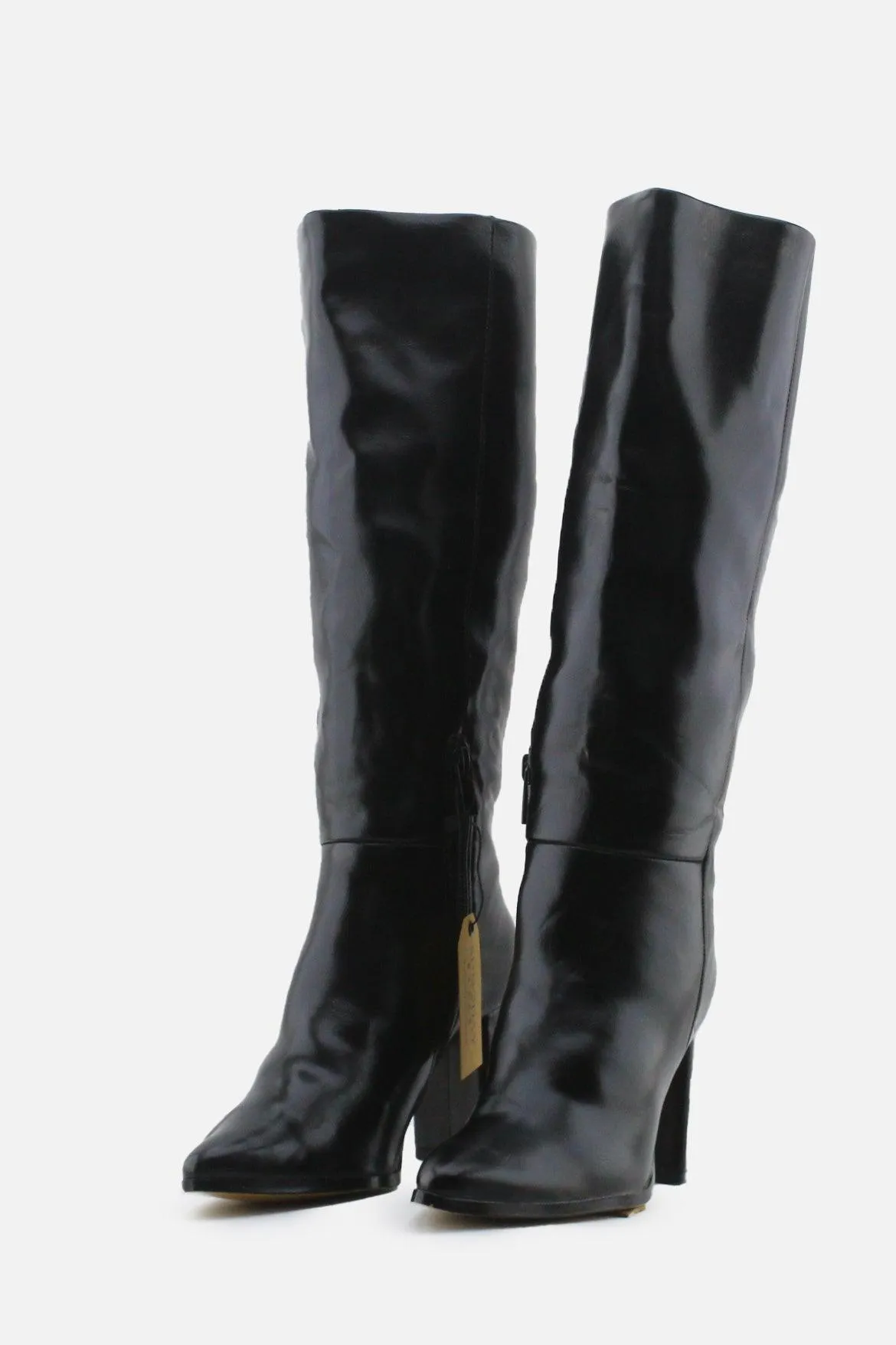 Stradivarius Zipper Block Knee High Boots | 100% Authentic Leather