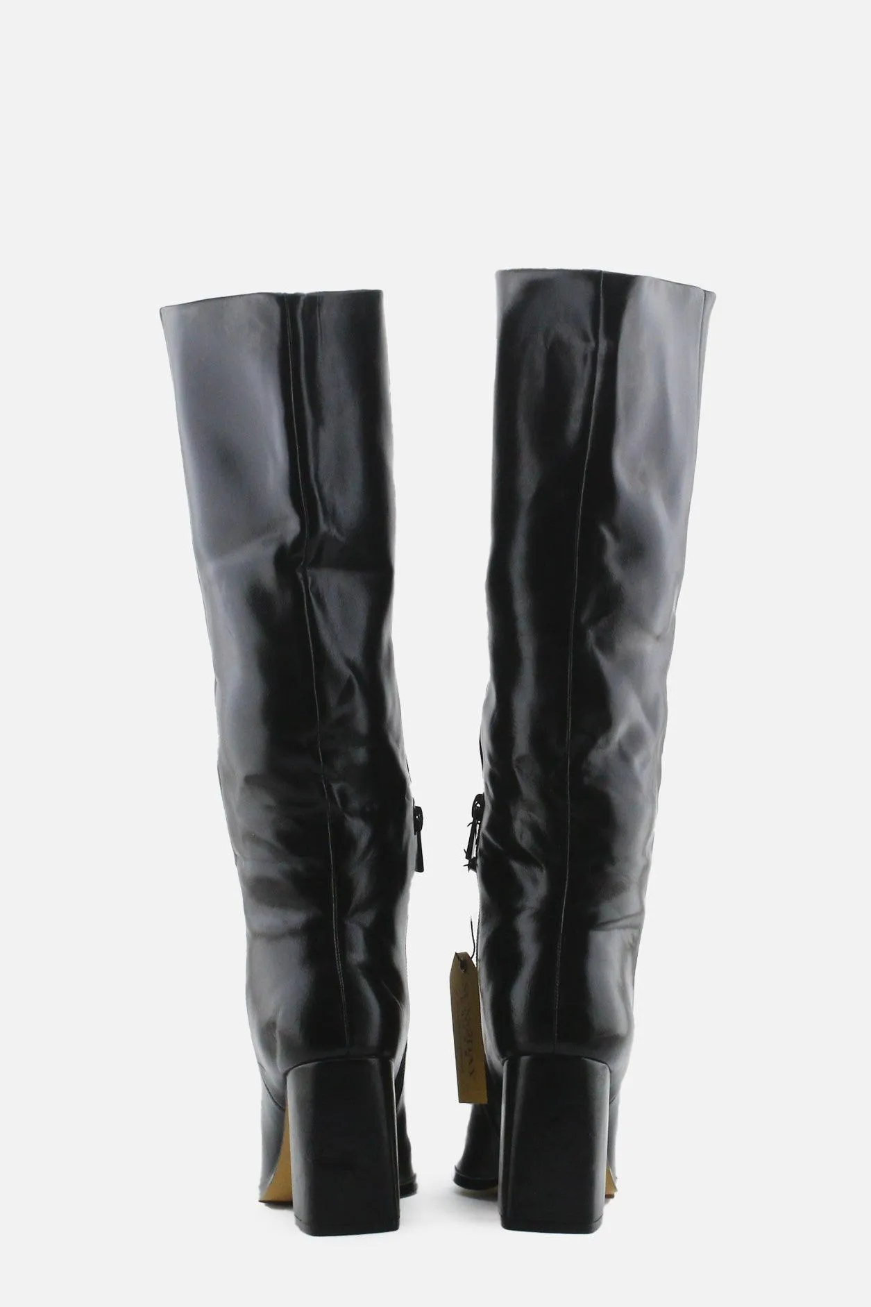Stradivarius Zipper Block Knee High Boots | 100% Authentic Leather