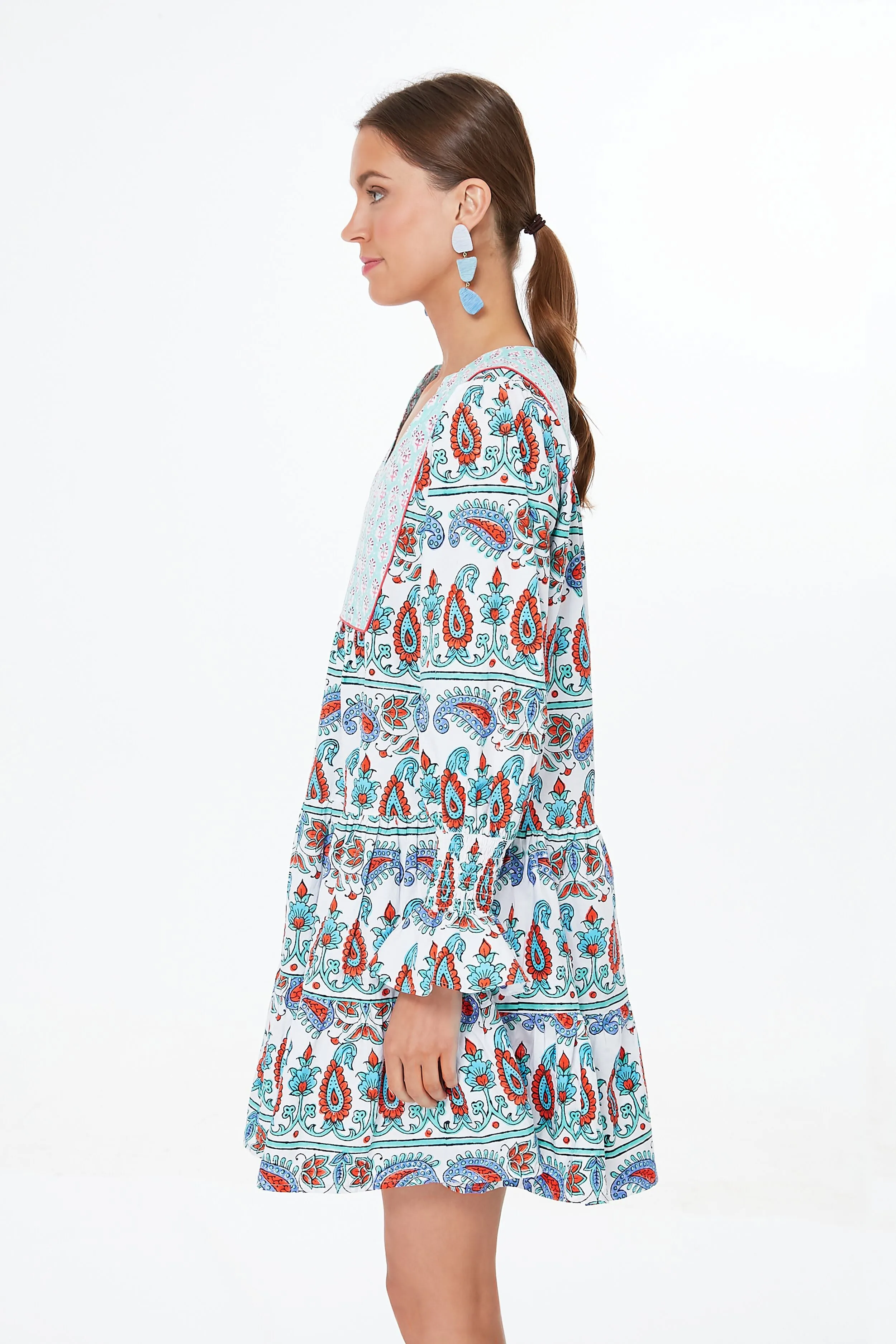 Teal and Seagrass Block Print Kenzo Dress