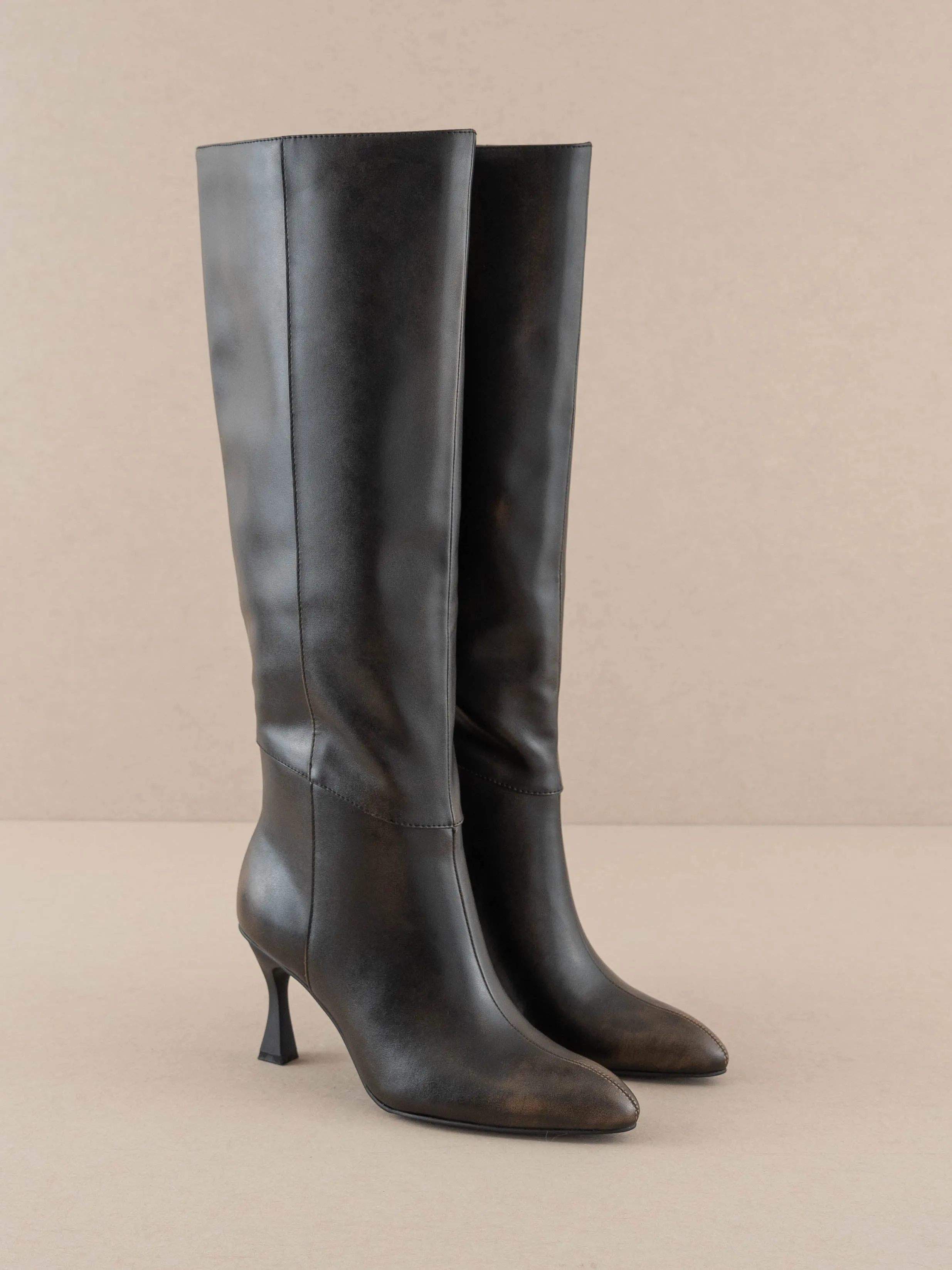 The Lexington | Black Pointed Toe Knee High Boot