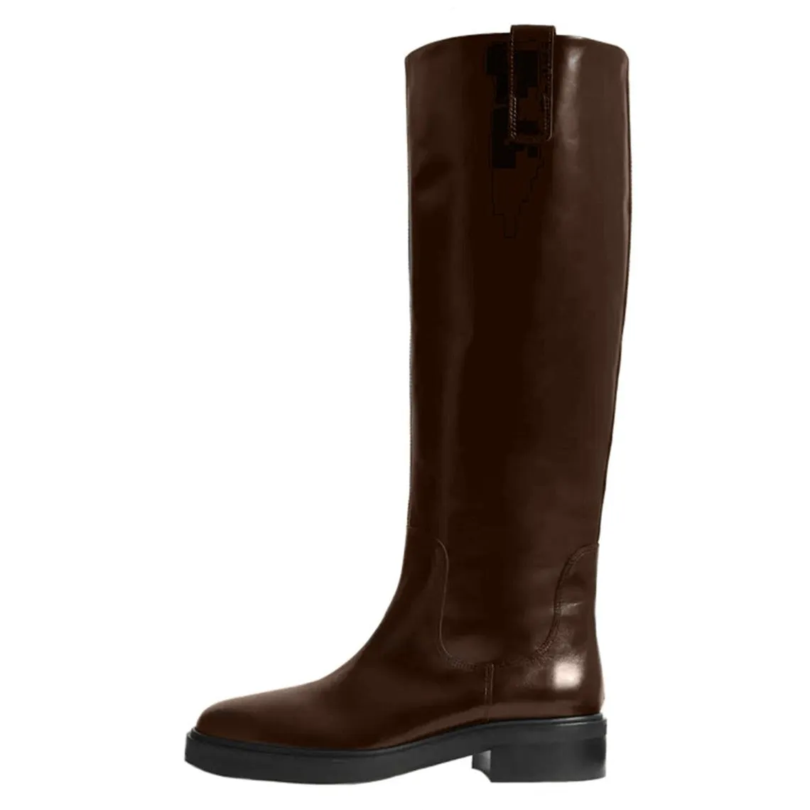 TinaCus Women's Round Toe Genuine Leather Handmade Block Low Heels Knee High Boots