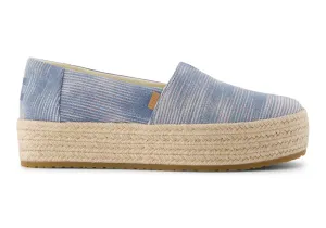 Valencia Platform Espadrille - Pastel Blue Novelty Denim
