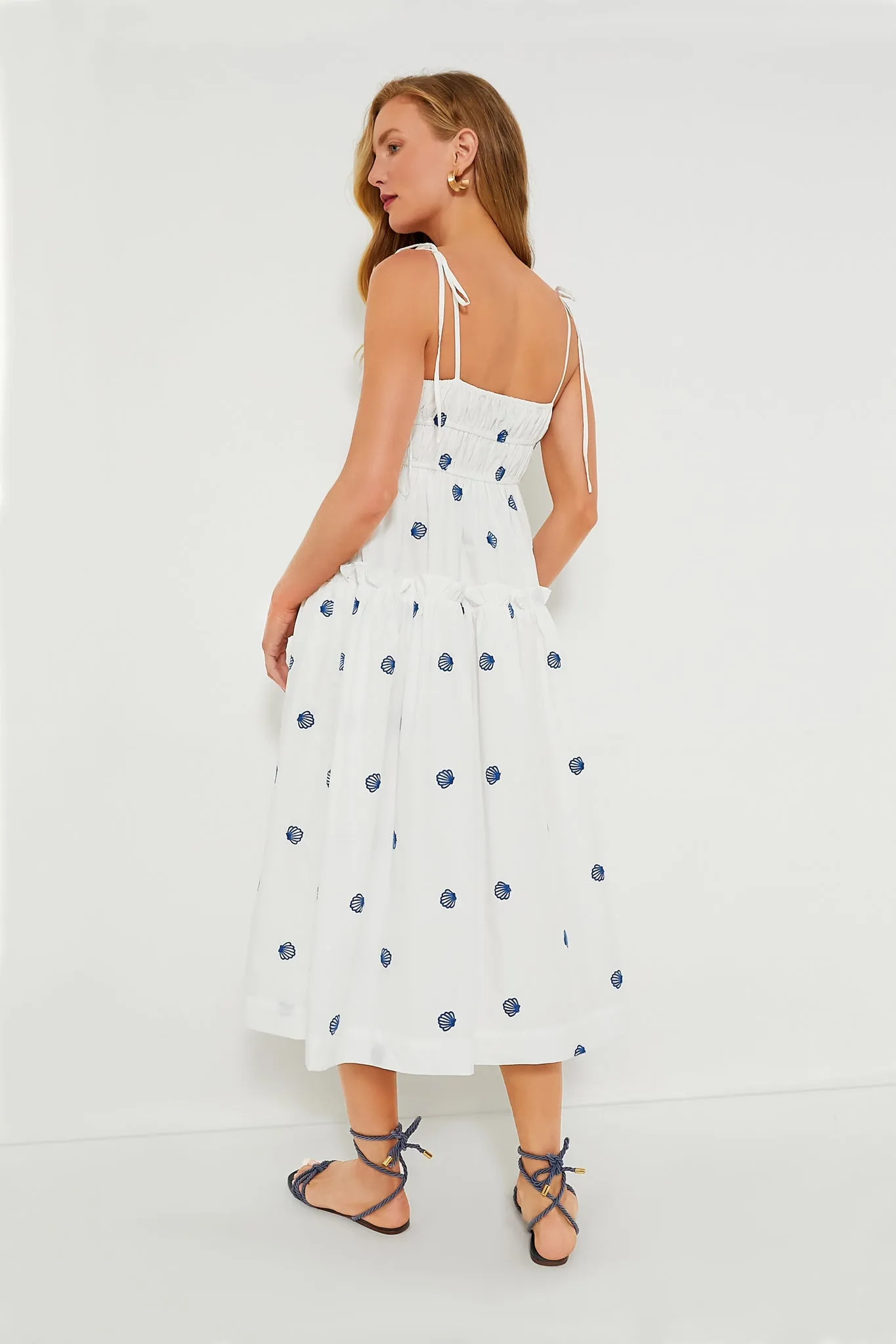 White Blue Alani Midi Dress