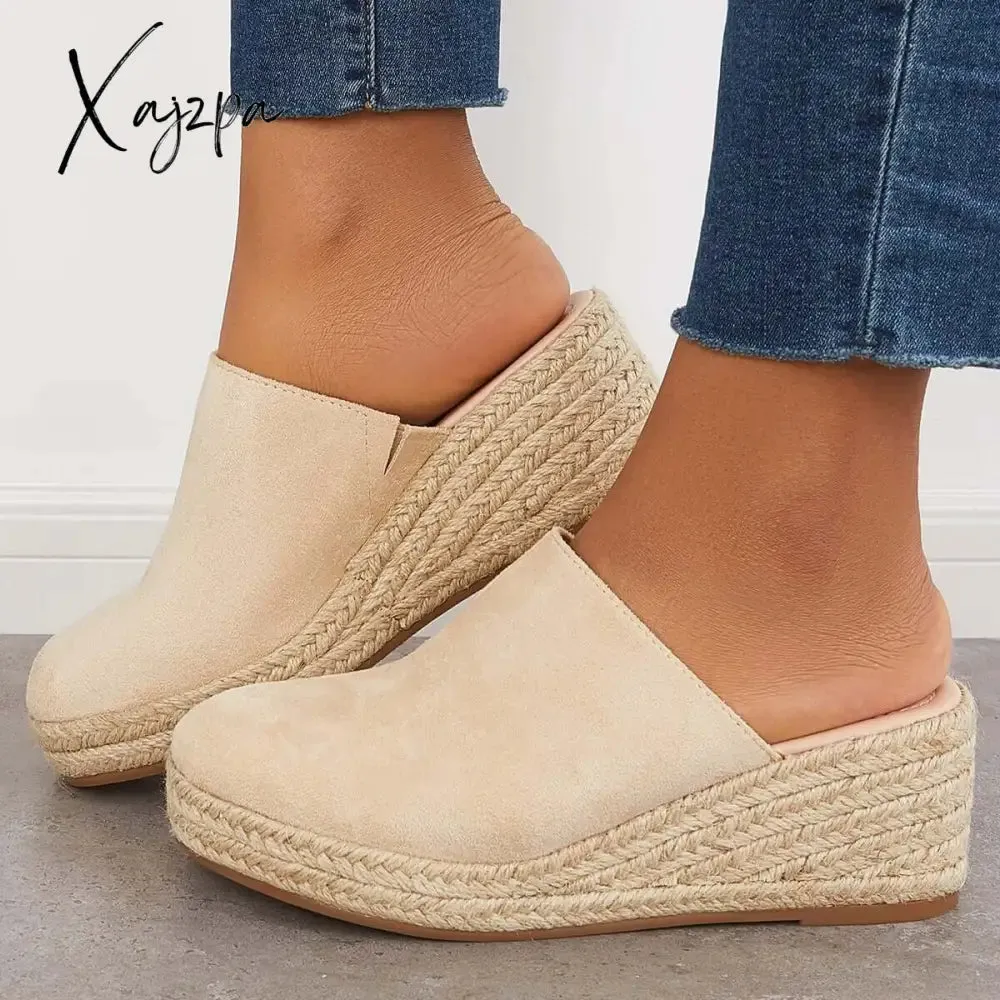 Xajzpa - Espadrilles Mule Wedges Platform Slip on Backless Sandals