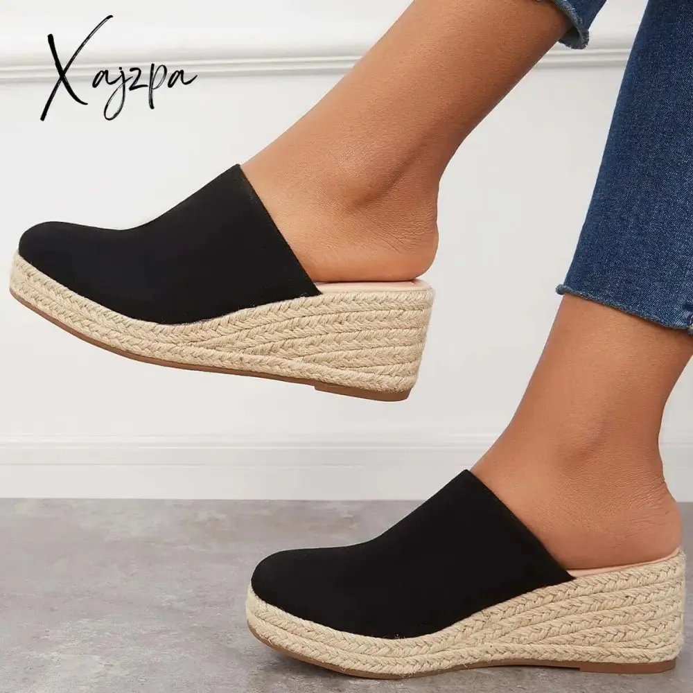 Xajzpa - Espadrilles Mule Wedges Platform Slip on Backless Sandals