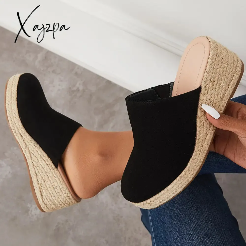 Xajzpa - Espadrilles Mule Wedges Platform Slip on Backless Sandals