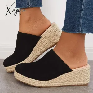 Xajzpa - Espadrilles Mule Wedges Platform Slip on Backless Sandals