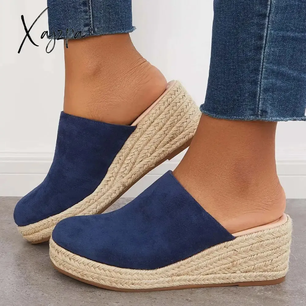 Xajzpa - Espadrilles Mule Wedges Platform Slip on Backless Sandals