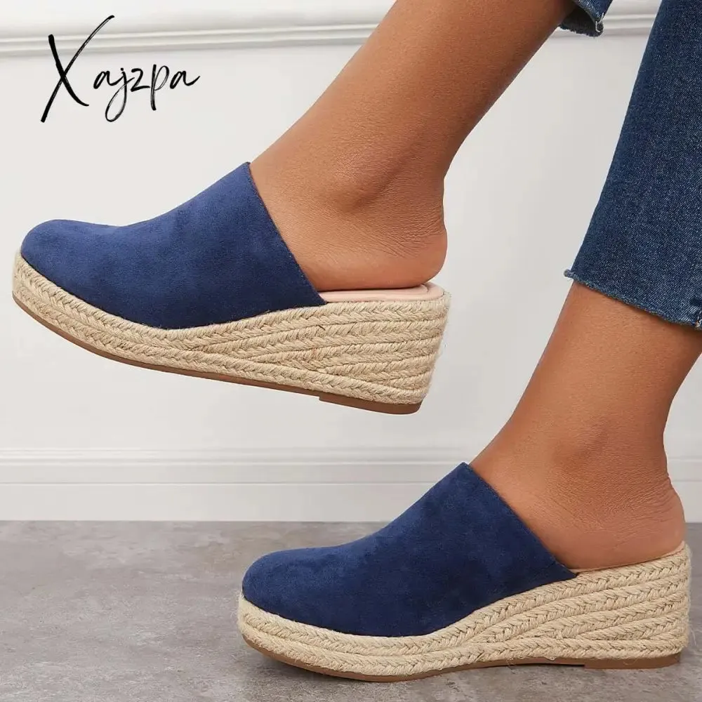 Xajzpa - Espadrilles Mule Wedges Platform Slip on Backless Sandals
