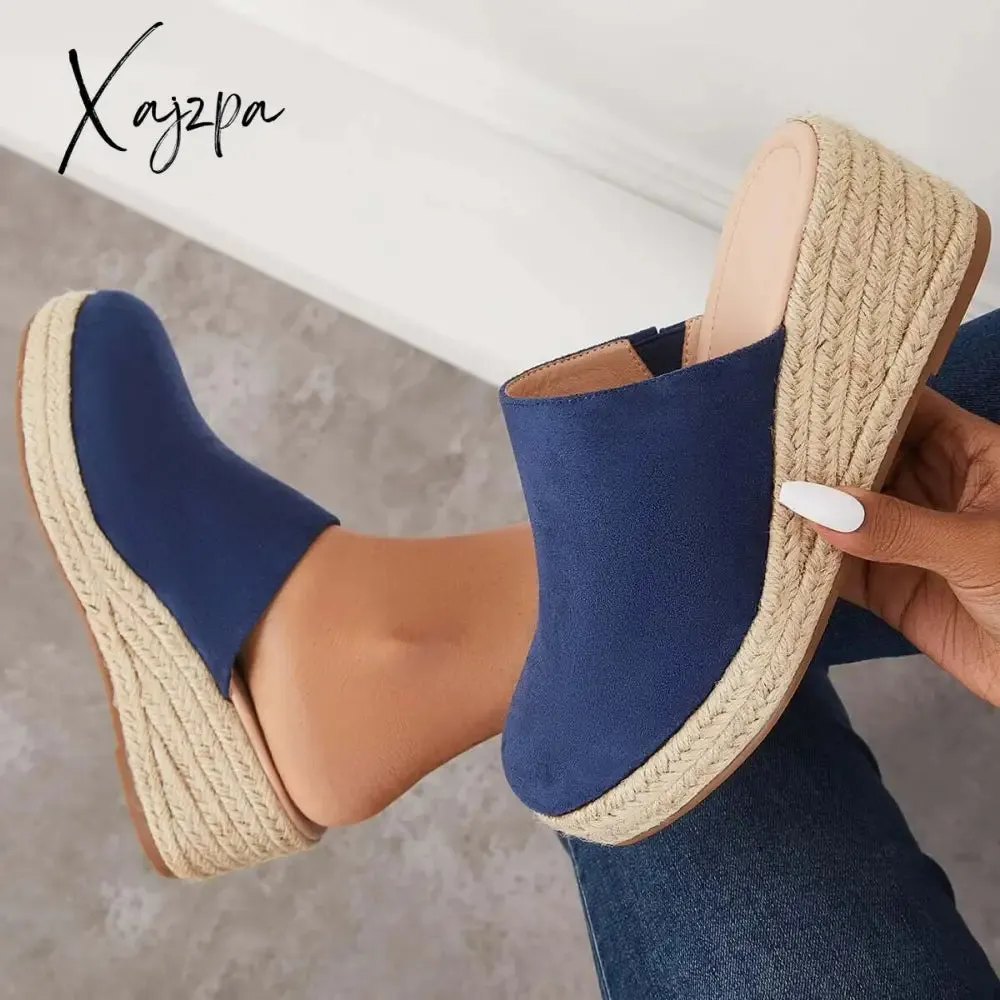 Xajzpa - Espadrilles Mule Wedges Platform Slip on Backless Sandals