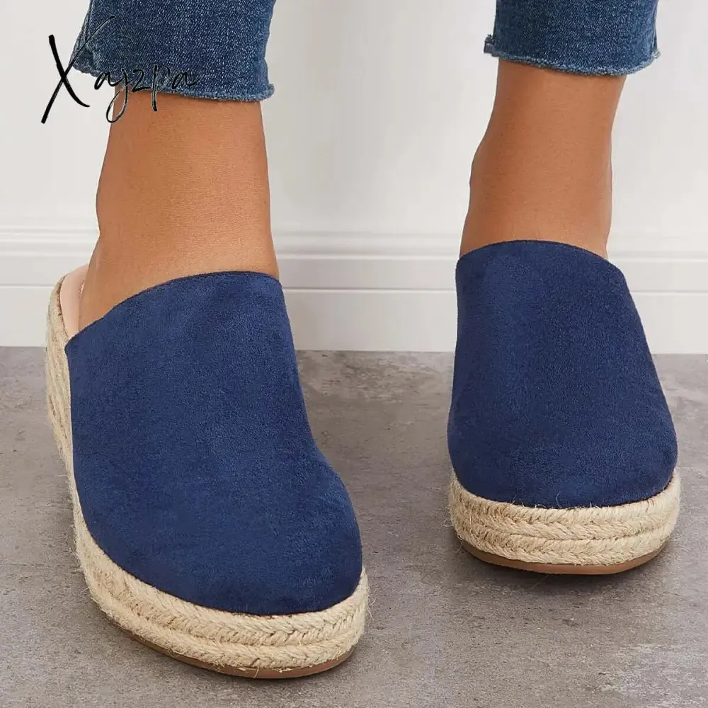 Xajzpa - Espadrilles Mule Wedges Platform Slip on Backless Sandals