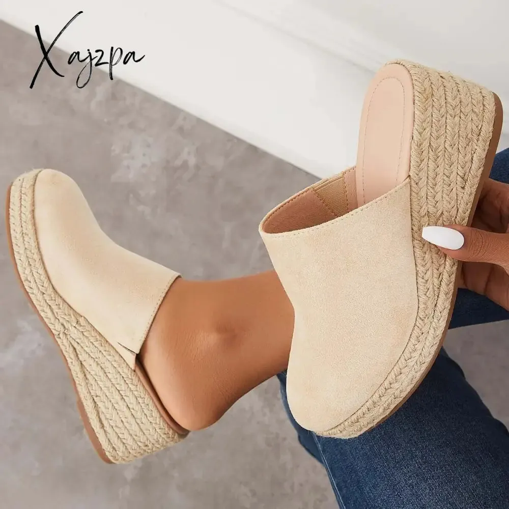 Xajzpa - Espadrilles Mule Wedges Platform Slip on Backless Sandals