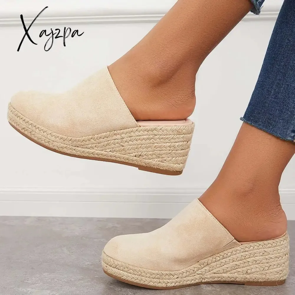 Xajzpa - Espadrilles Mule Wedges Platform Slip on Backless Sandals